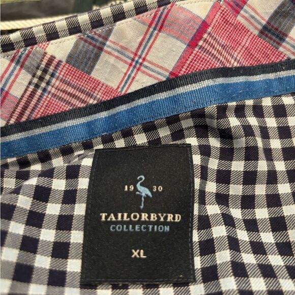 Men’sTailorbyrd Navy Gingham Button down shirt size XL - Picture 3 of 6